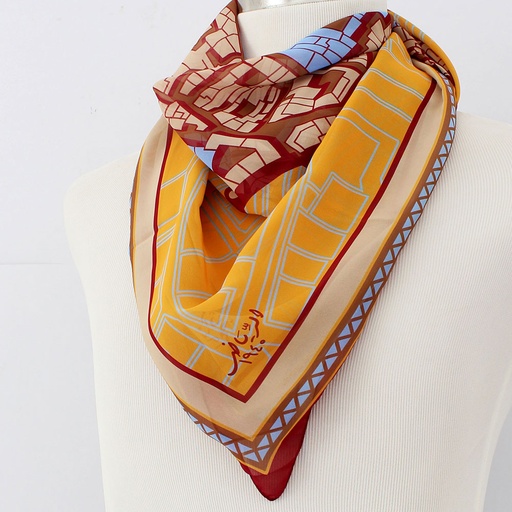 Old Riyadh Map Design Scarf with Chiffon Material