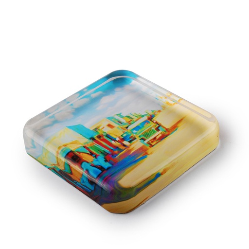 Square Glass Paper Weight - Khobar (Color)