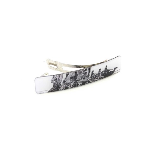 Long Thin Arch Hair Pin - Kingdom's Unification (Black/ White)