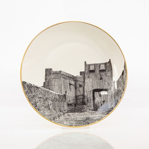 Ceramic Plate - Messadah Gate Riyadh (Black/ White)