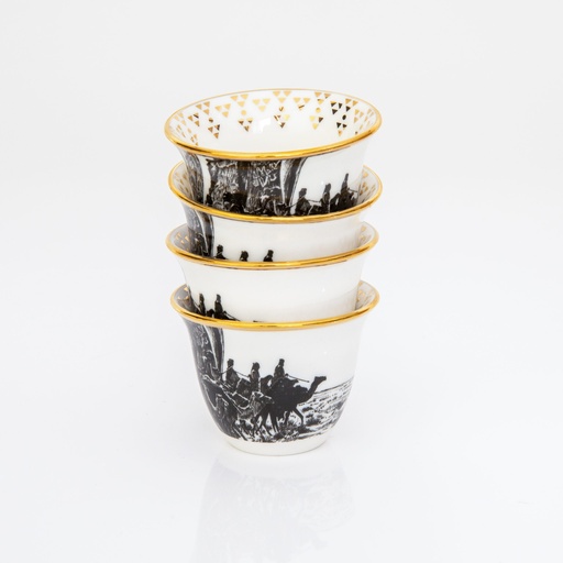  Arabic Coffee Cups - Kingdom's Unification (Black/ White)