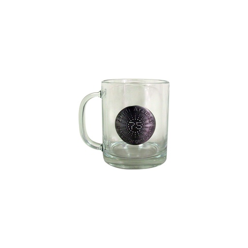 [GM-20-5001-75-A] Clear Glass Mug with Metal Badge (75)
