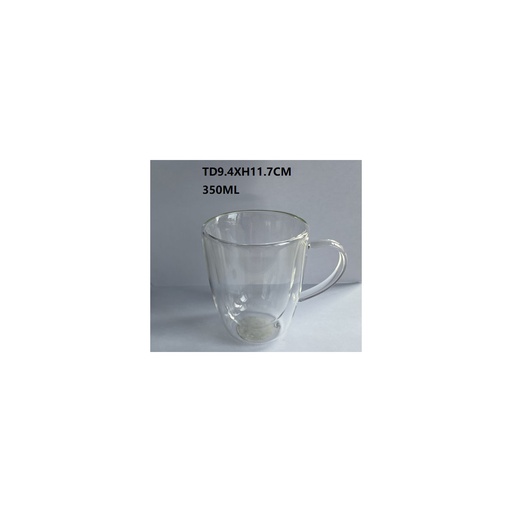 [GM-20-5003] Double Wall Clear Glass Mug 350ml with Round Carton white Box