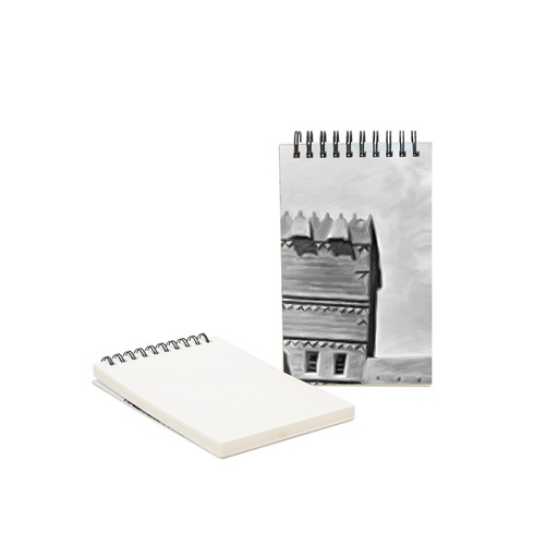 [GM-90-0004-R1-BW] Spiral Handy Notebook - Qasr Al Hokm Riyadh (Black/ White)