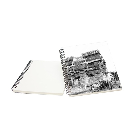 [GM-90-0005-J1-BW]  Wirebound Notebook - Al Bughdadi House Jeddah (Black/ White)