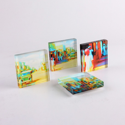 [GM-90-0011-KH-CL] 4 Square Glass Magnet - Khobar (Color)