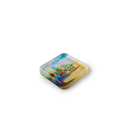 [GM-90-0013-KH-CL] Square Glass Paper Weight - Khobar (Color)