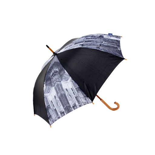 [GM-90-0032-J2-BW] Umbrella - Mashrabiya Jeddah (Black/ White)