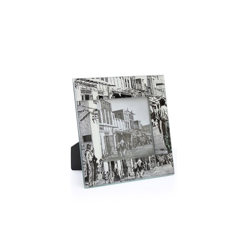 [GM-90-0036-KH-BW] Square Shaped Glass Frame - Khobar (Black/ White)