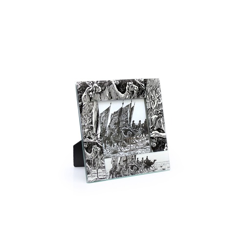 [GM-90-0036-UN-BW] Square Shaped Glass Frame - Kingdom's Unification (Black/ White)