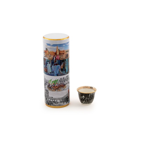 [GM-90-0042-KH-BW-1]  Arabic Coffee Cups - Khobar (Black/ White)