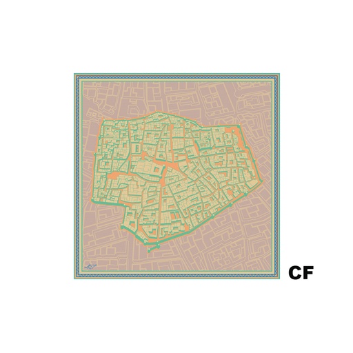 [GM-90-0055-R6-CF] وشاح من الشيفون- خريطة الرياض قديماً