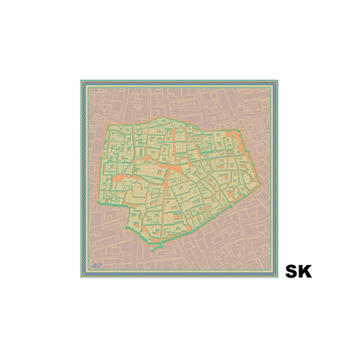 [GM-90-0055-R6-SK] وشاح من الحرير - خريطة الرياض قديماً