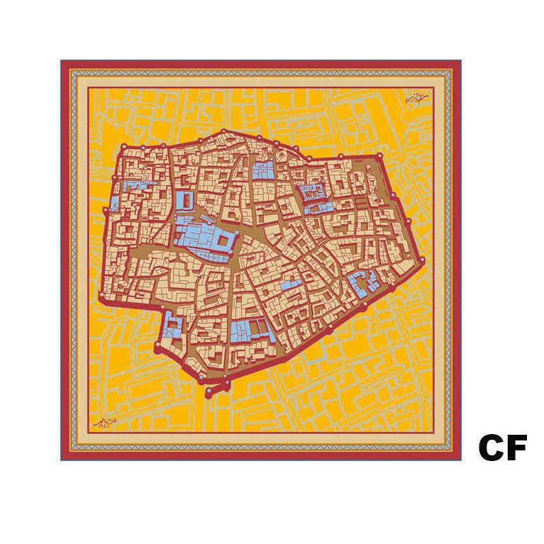 Old Riyadh Map Design Scarf with Chiffon Material | Artfeena Website
