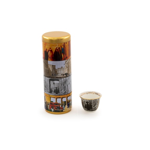 [GM-90-0042-R3-BW]  Arabic Coffee Cups - Messadah Gate Riyadh (Black/ White)